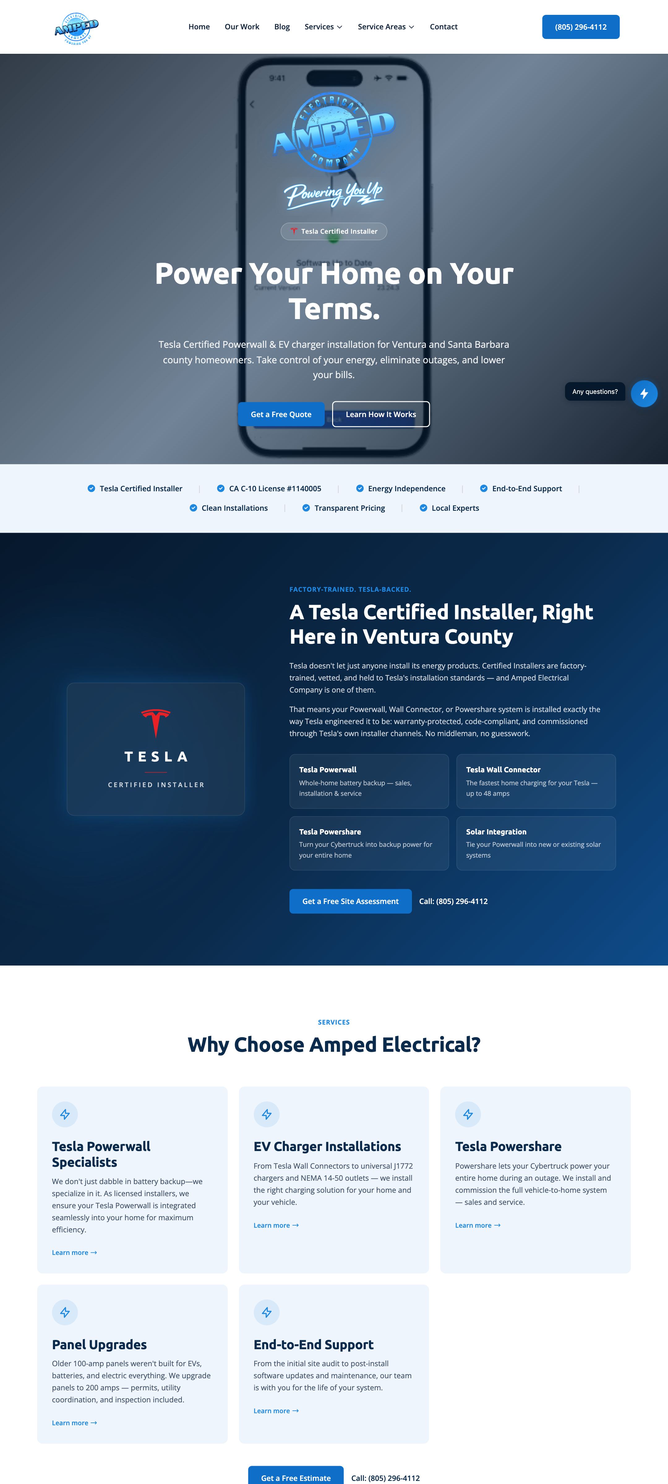 Amped Electrical Company website, built and run by Autopilot Systems